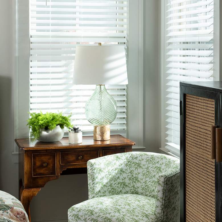 Image 4 Crestview Collection Bulb Type A Translucent Pale Green Leaf Table Lamp more views