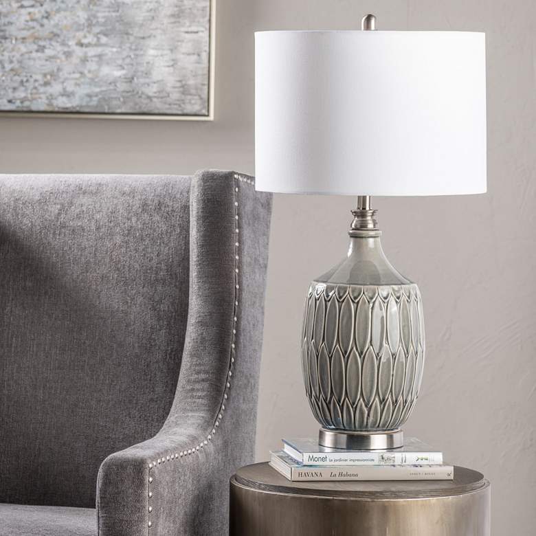 Image 1 Crestview Collection Carlisle 29 1/2" Gray Ceramic Vase Table Lamp