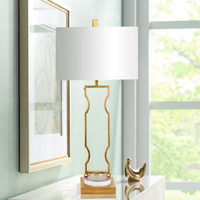 Image 1 Crestview Collection Carlisle Gold Leaf Metal Table Lamp