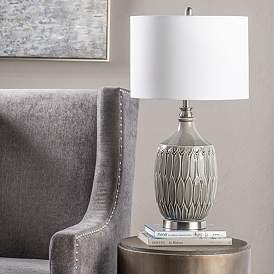 Image1 of Crestview Collection Carlisle Gray Ceramic Vase Table Lamp