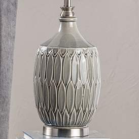 Image3 of Crestview Collection Carlisle Gray Ceramic Vase Table Lamp more views