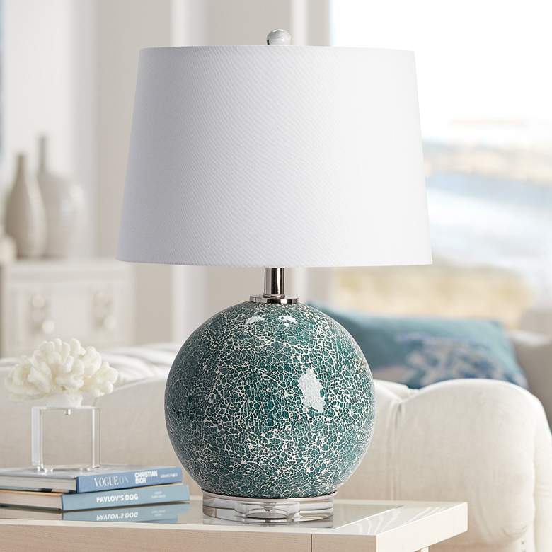 Image 1 Crestview Collection Celeste Blue-Green Glass Table Lamp