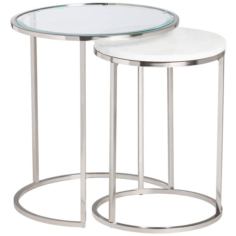 Image 1 Crestview Collection Cellini Nested Marble and Glass End Tables