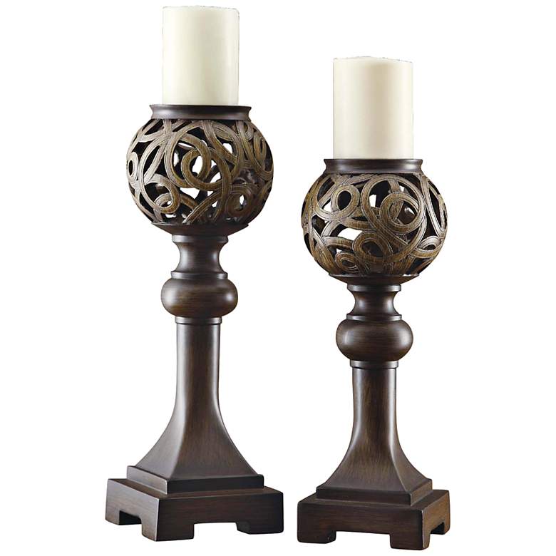 Image 1 Crestview Collection Cheyenne Pillar Candle Holder Set of 2