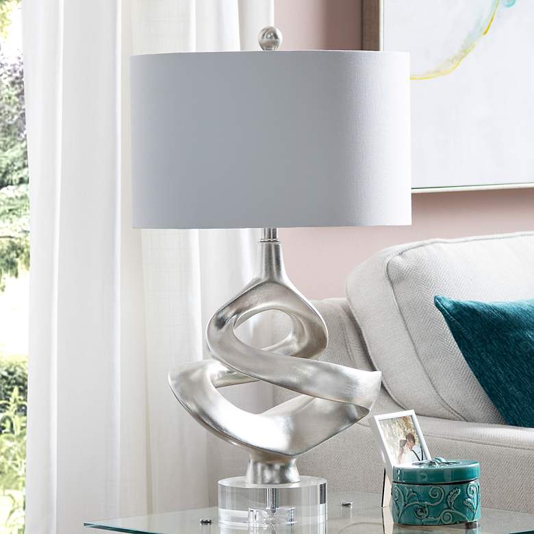 Image 1 Crestview Collection Curren Silverleaf Sculptural Table Lamp