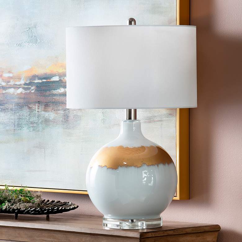 Image 1 Crestview Collection Dana 27 1/2" Reverse Painted White Gold Lamp