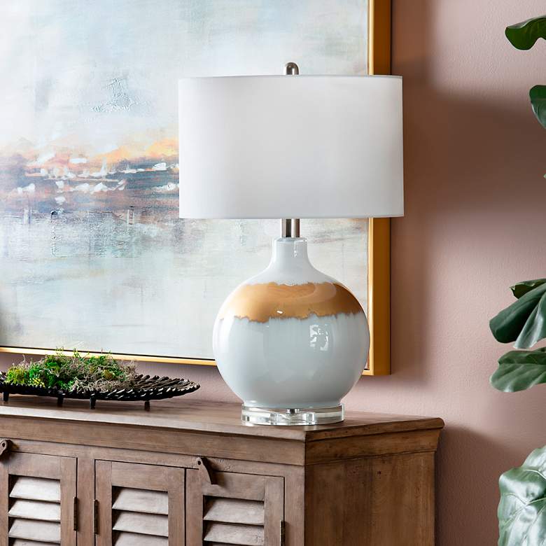 Image 3 Crestview Collection Dana 27 1/2" Reverse Painted White Gold Lamp more views