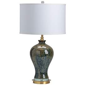 Image2 of Crestview Collection Draper Emerald Green and Gold Ceramic Urn Table Lamp