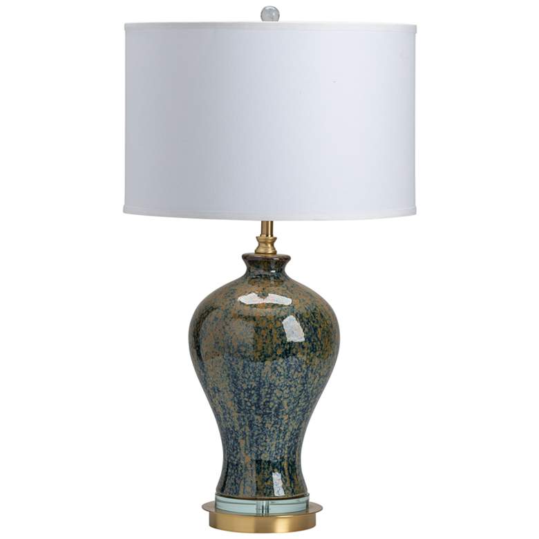 Image 2 Crestview Collection Draper Emerald Green and Gold Ceramic Urn Table Lamp