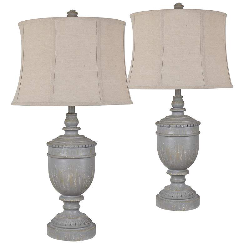 Image 1 Crestview Collection Drew Gray Urn Table Lamps Set of 2