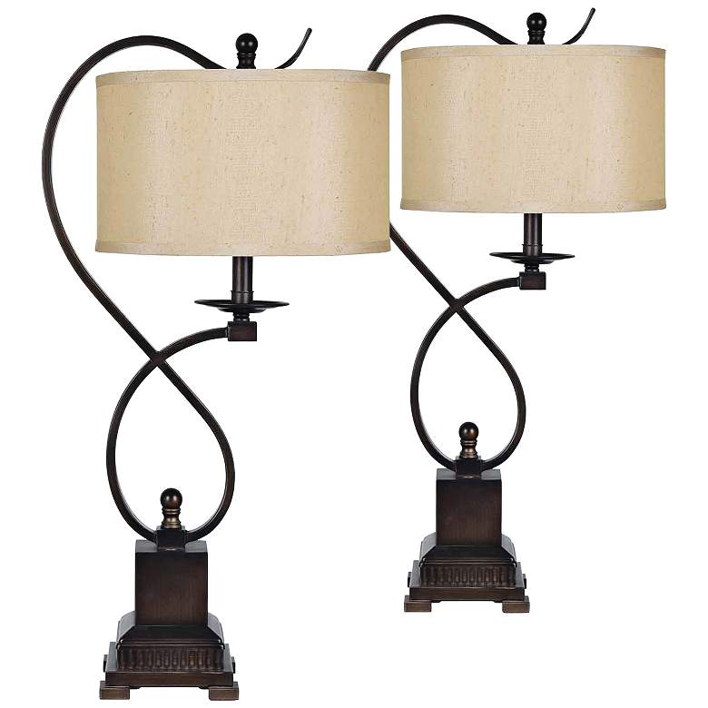 Image 1 Crestview Collection Echo Bronze Scroll Table Lamps Set of 2
