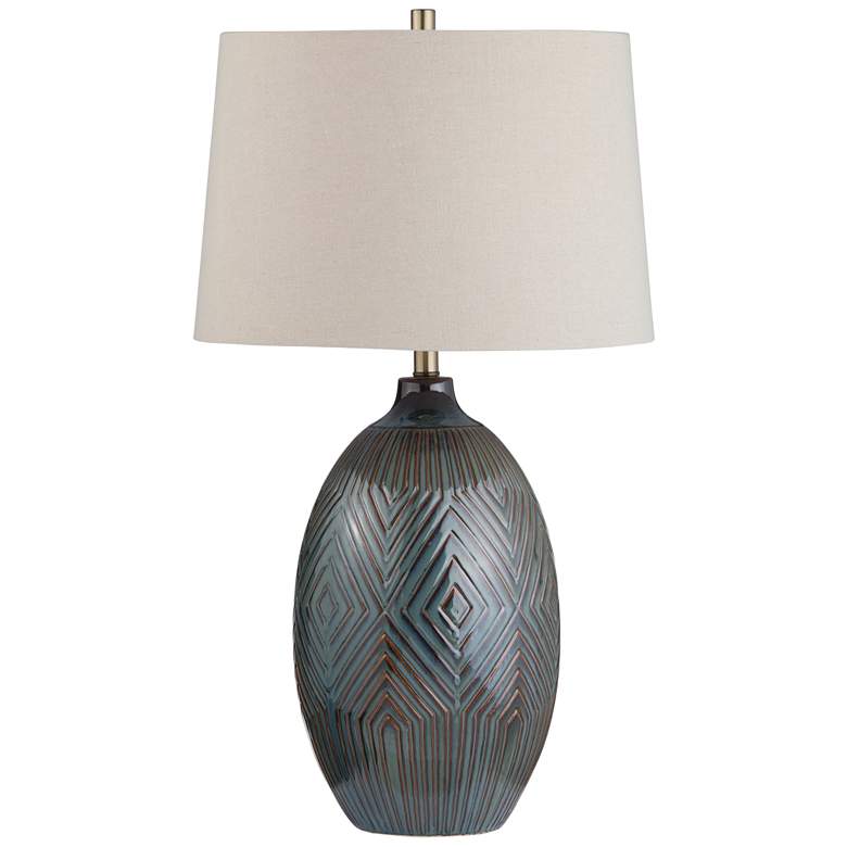 Image 1 Crestview Collection Everett 32" Green Black Diamond Ceramic Lamp