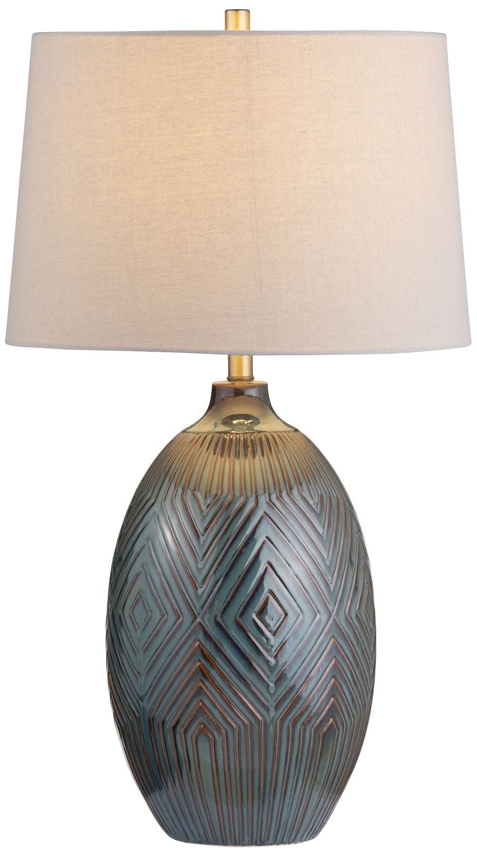 Image 2 Crestview Collection Everett 32" Green Black Diamond Ceramic Lamp more views