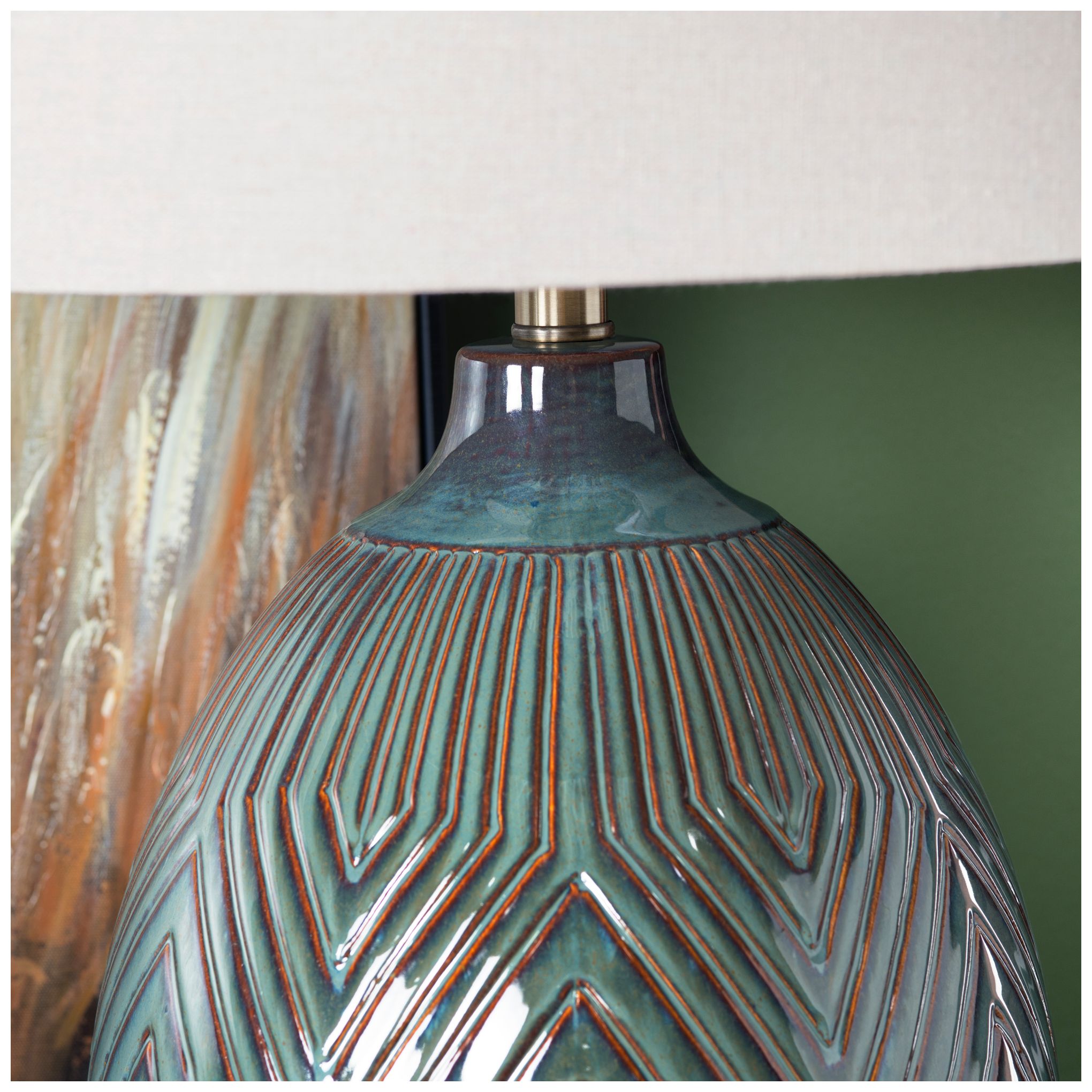 Image 4 Crestview Collection Everett 32" Green Black Diamond Ceramic Lamp more views