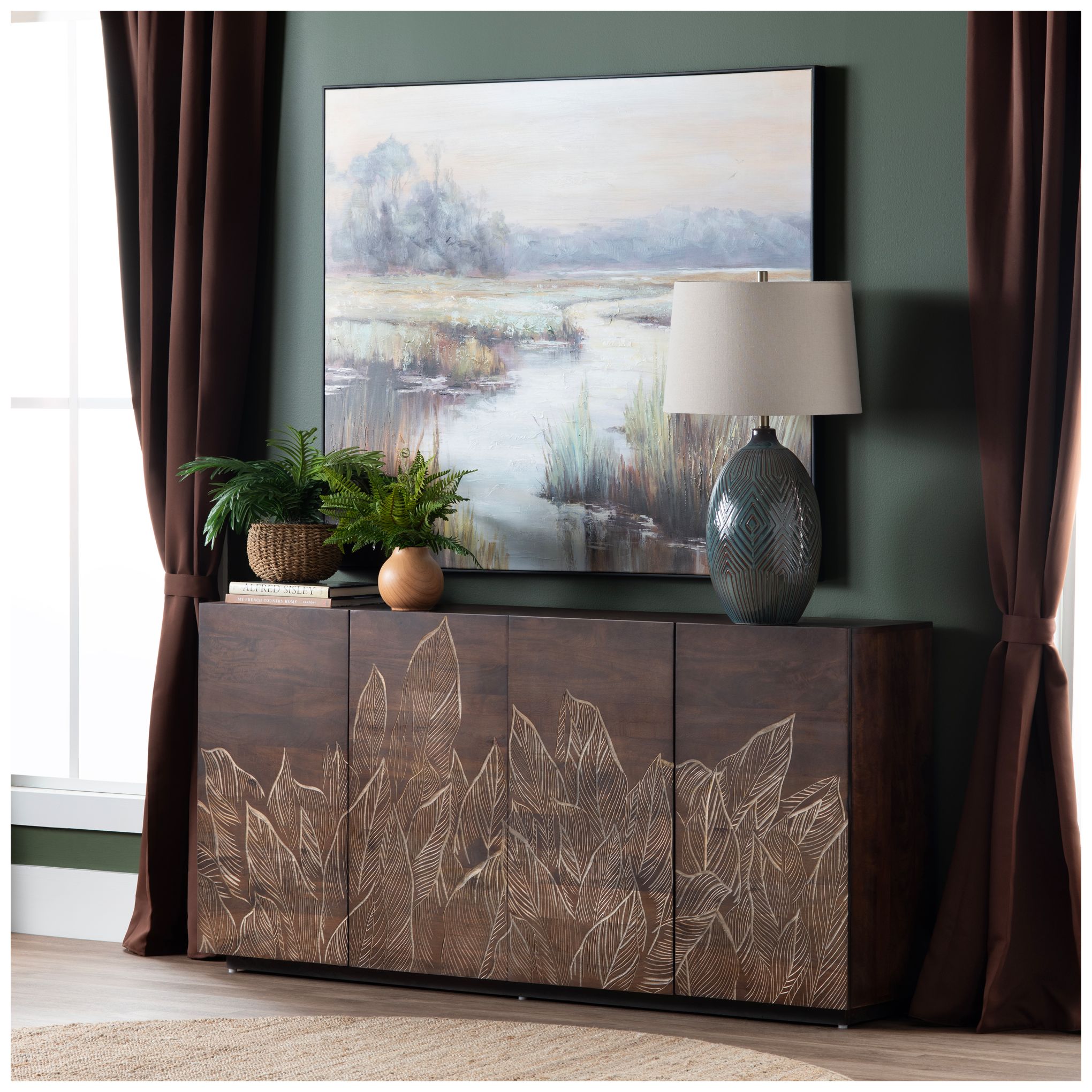 Image 5 Crestview Collection Everett 32" Green Black Diamond Ceramic Lamp more views