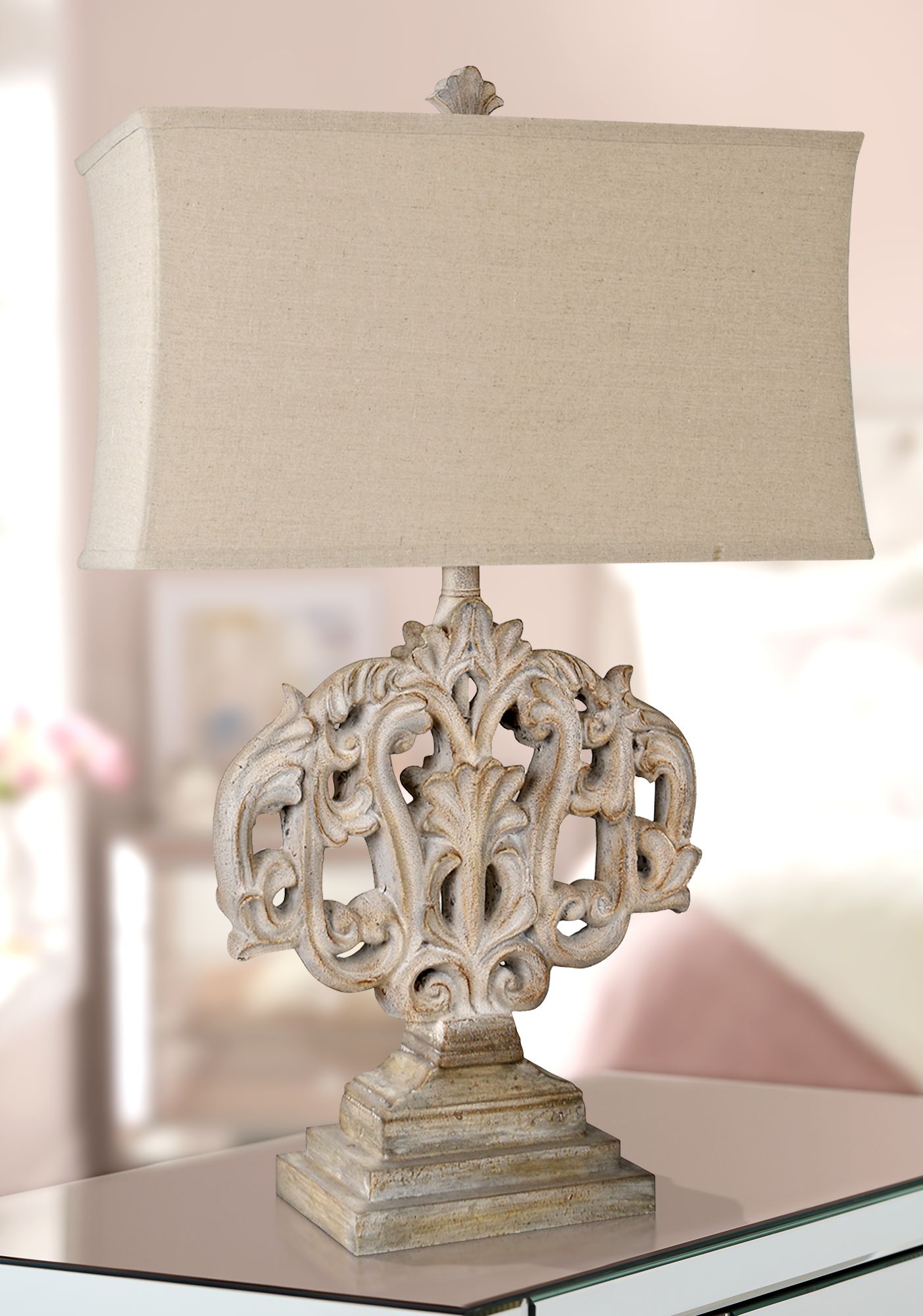 rustic antique white table lamp