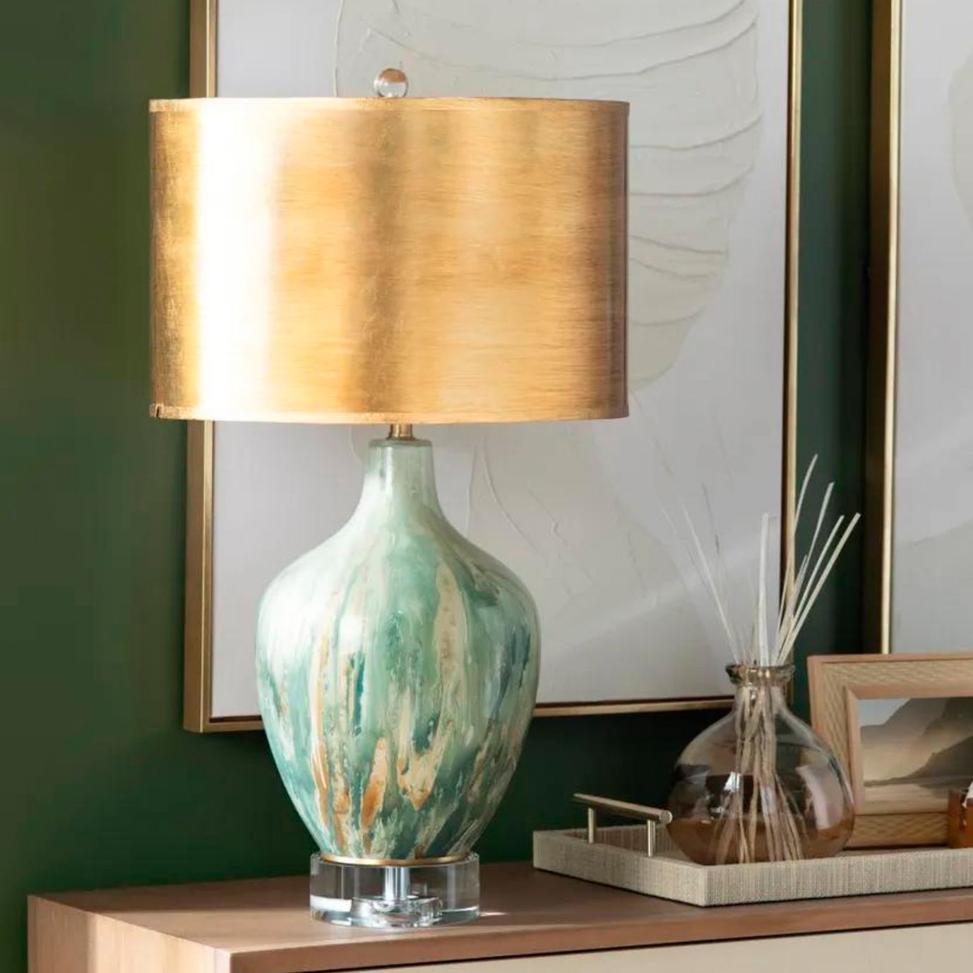 Image Crestview Collection Fleur 27 1/2" Bottle Glass and Crystal Table Lamp