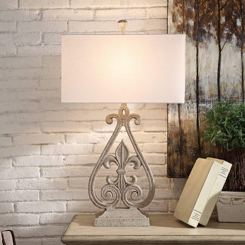 Image 1 Crestview Collection Fleur De Lis Antique White Table Lamp