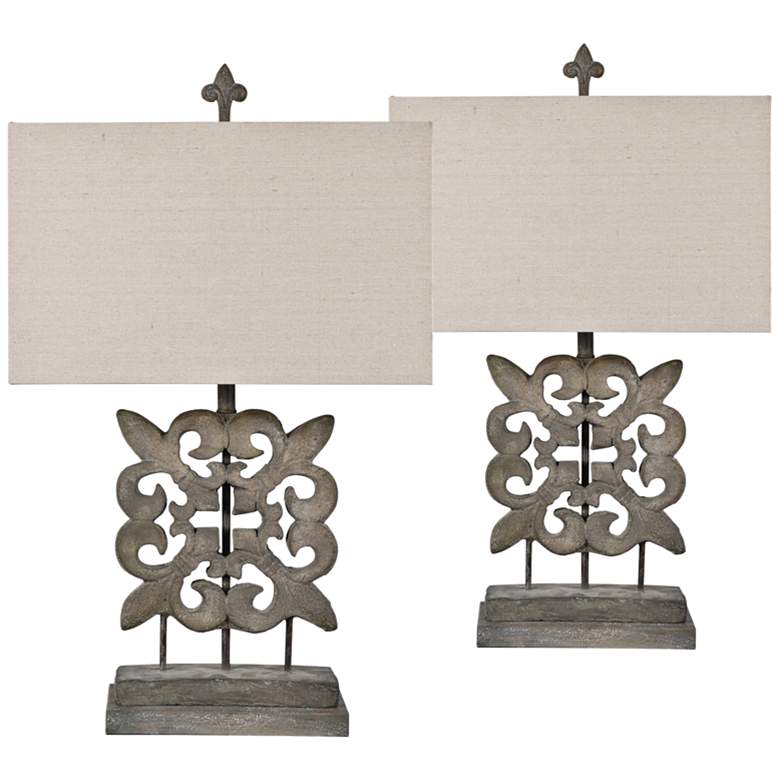 Image 1 Crestview Collection Fleur-de-Lis Table Lamps Set of 2