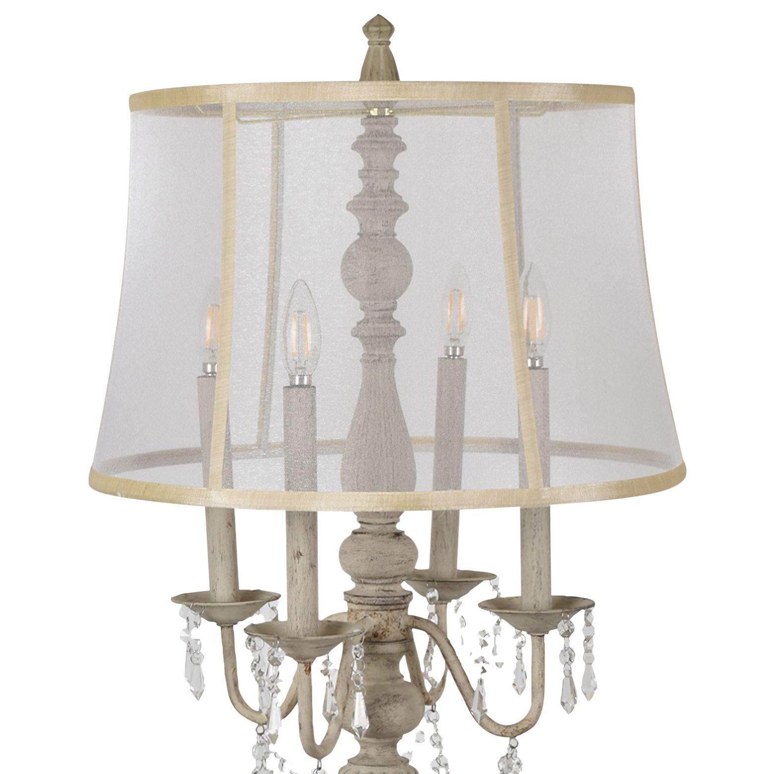 Crestview Collection Gabby French White 4Light Candelabra Table Lamp