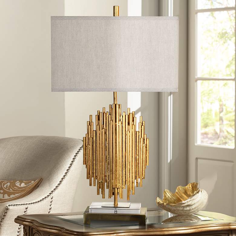 Image 1 Crestview Collection Galveston 30 1/2 inch Modern Gold Metal Table Lamp