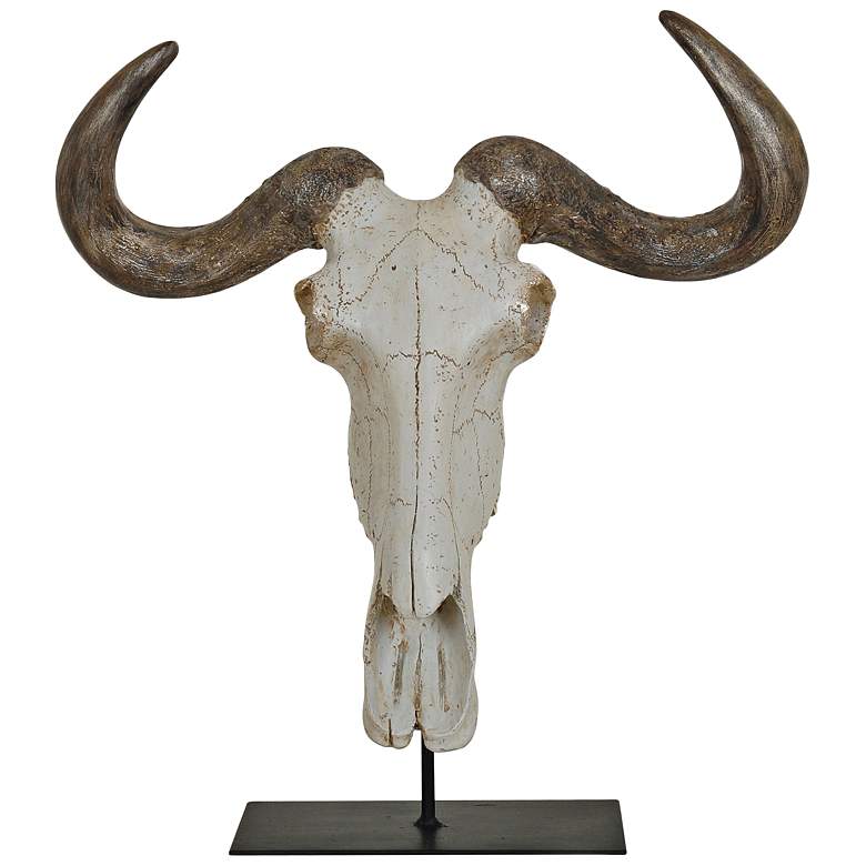 Image 1 Crestview Collection Gnu Head 16 1/2 inchH Natural Bone Statue