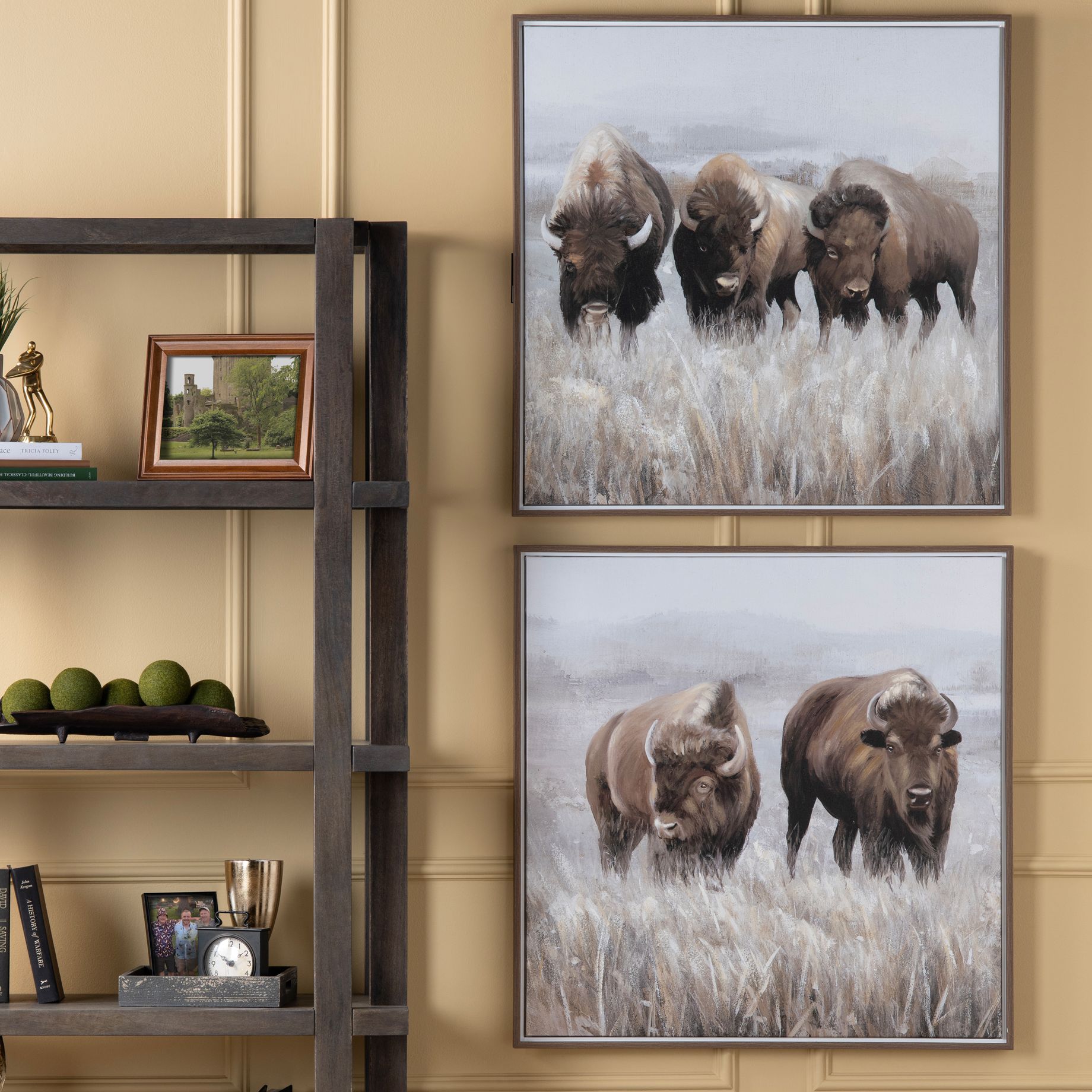 Image Crestview Collection Grazing Herds Framed Canvas Set of 2