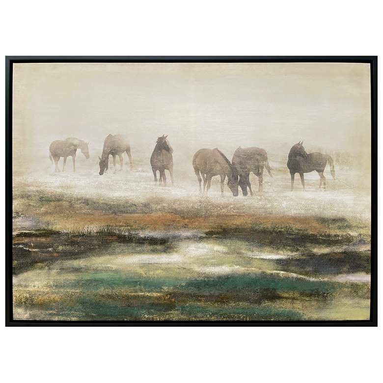 Image 1 Crestview Collection Grazing Stallions Framed Canvas Painting