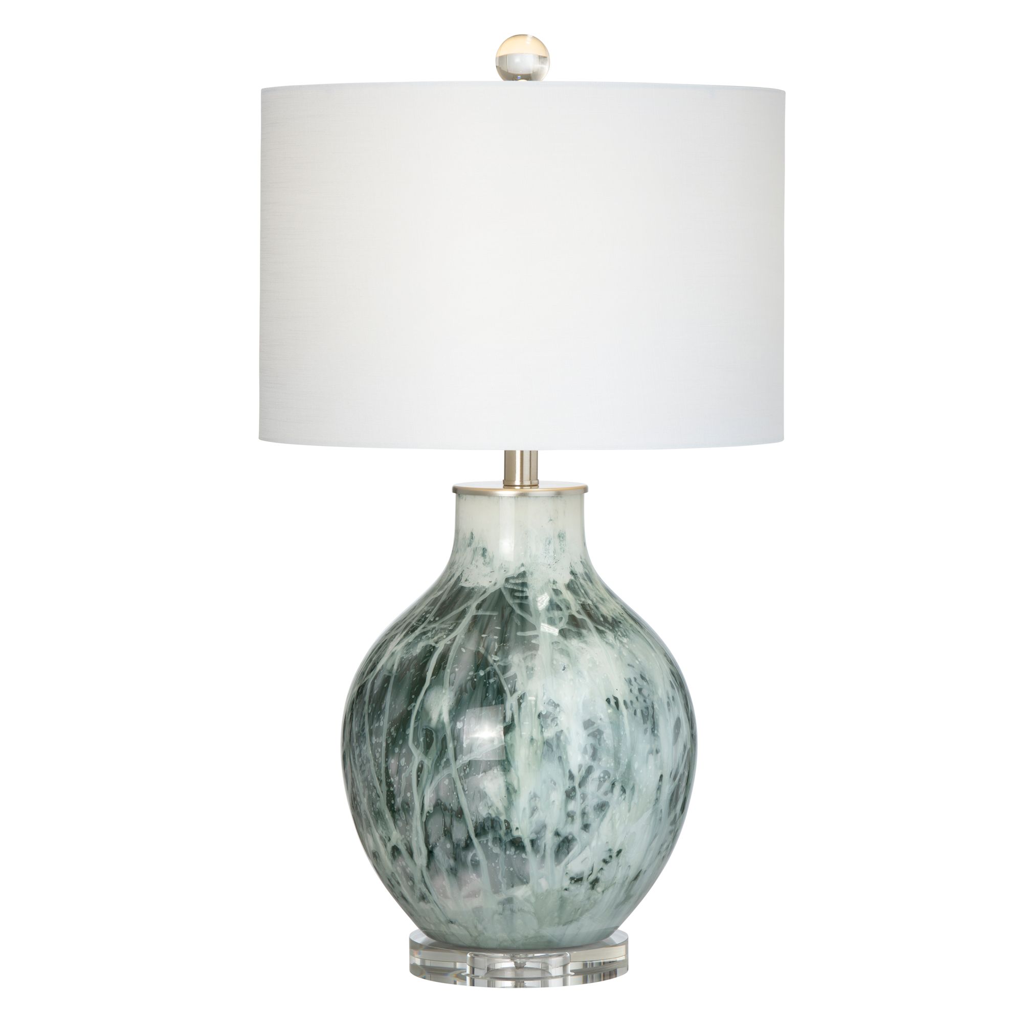 Image 3 Crestview Collection Gwin 27" Azure Green and White Glass Table Lamp more views