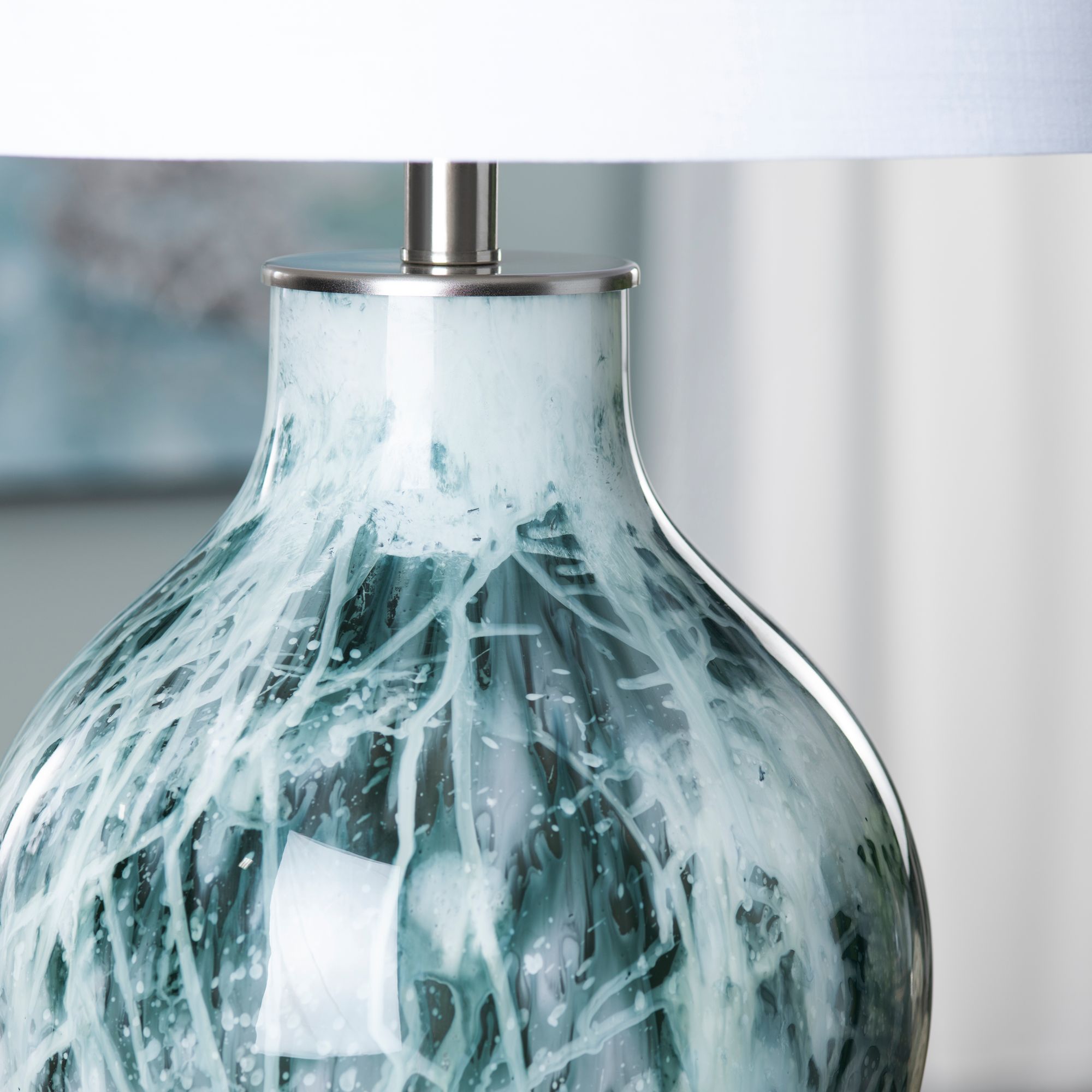 Image 5 Crestview Collection Gwin 27" Azure Green and White Glass Table Lamp more views