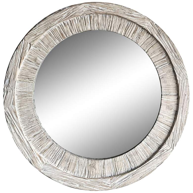 Image 1 Crestview Collection Haffey White Wash 32 inch Round Wall Mirror