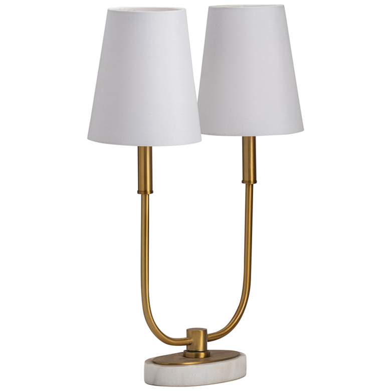 Image 2 Crestview Collection Hale Antique Brass and Marble 2-Light Task Lamp