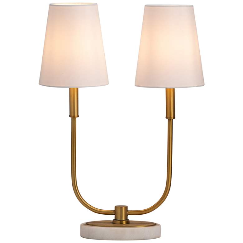 Image 5 Crestview Collection Hale Antique Brass and Marble 2-Light Task Lamp more views