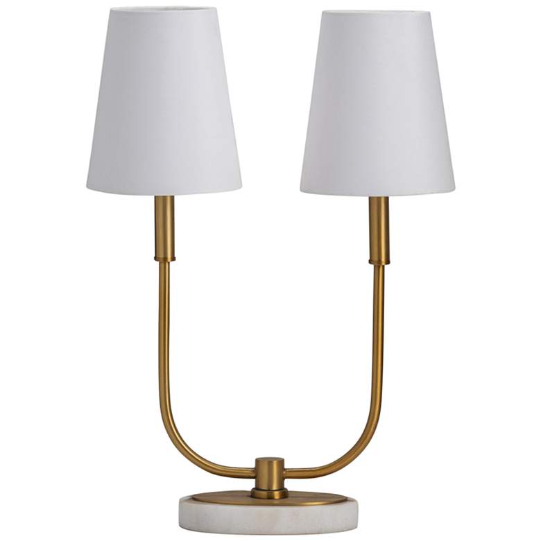 Image 6 Crestview Collection Hale Antique Brass and Marble 2-Light Task Lamp more views
