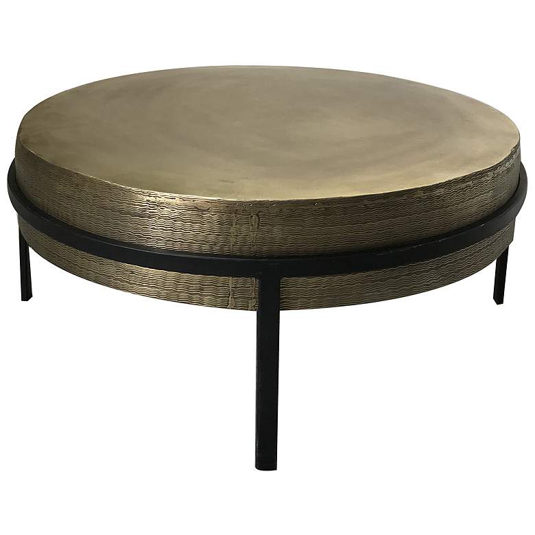 Image 1 Crestview Collection Hudson 32" Wide Textured Brass Cocktail Table