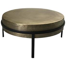 Image1 of Crestview Collection Hudson Textured Brass Cocktail Table