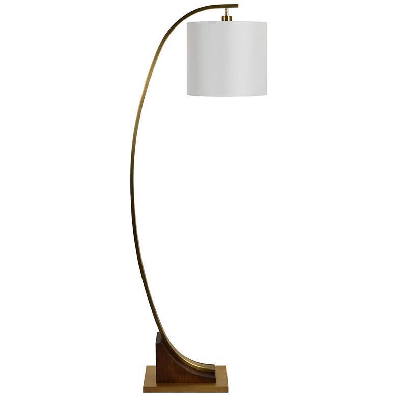 Image 1 Crestview Collection Ian Soft Brass and Wood Arc Floor Lamp