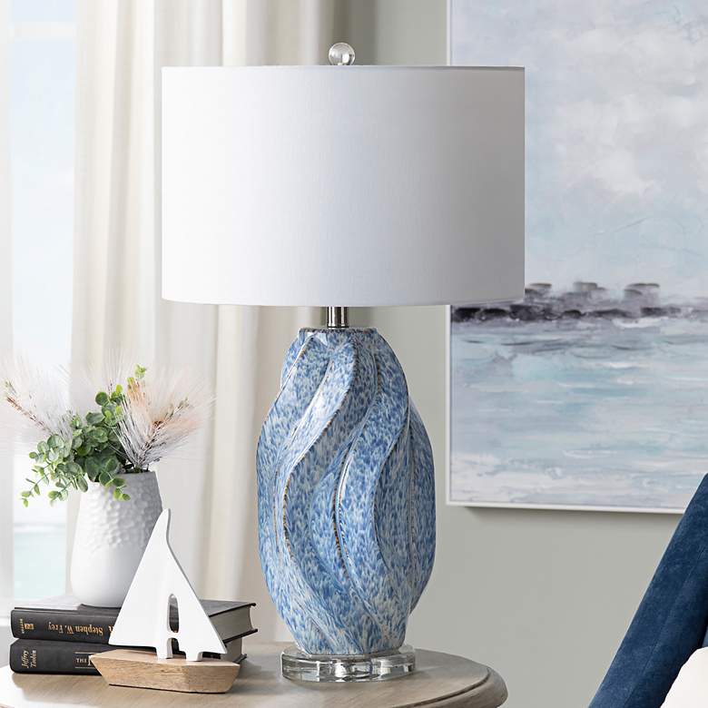 Image 1 Crestview Collection Janice Swirl Blue Ceramic Table Lamp