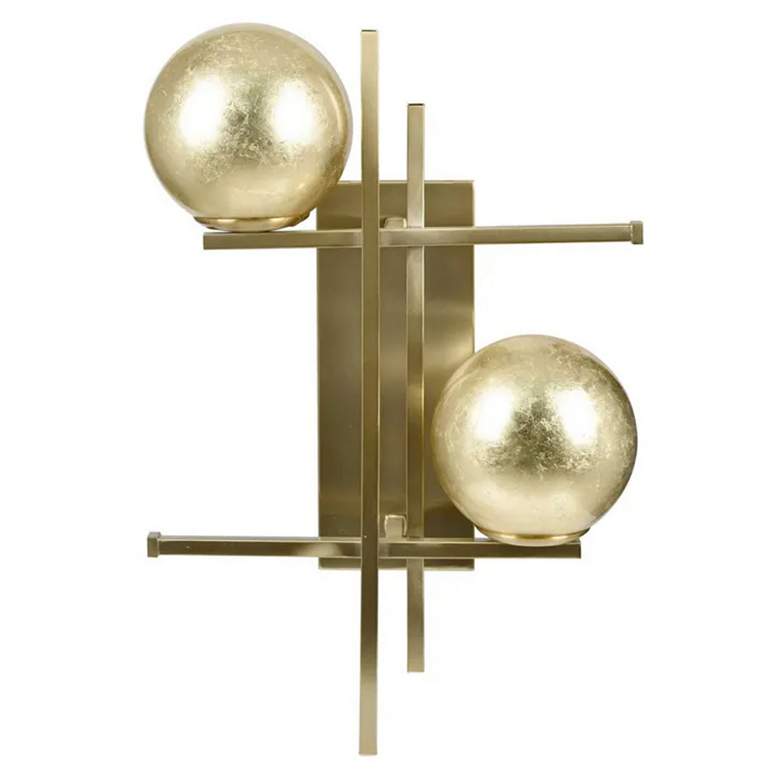 Image 1 Crestview Collection Jennings Golden Double Globes Metal Wall Sconce