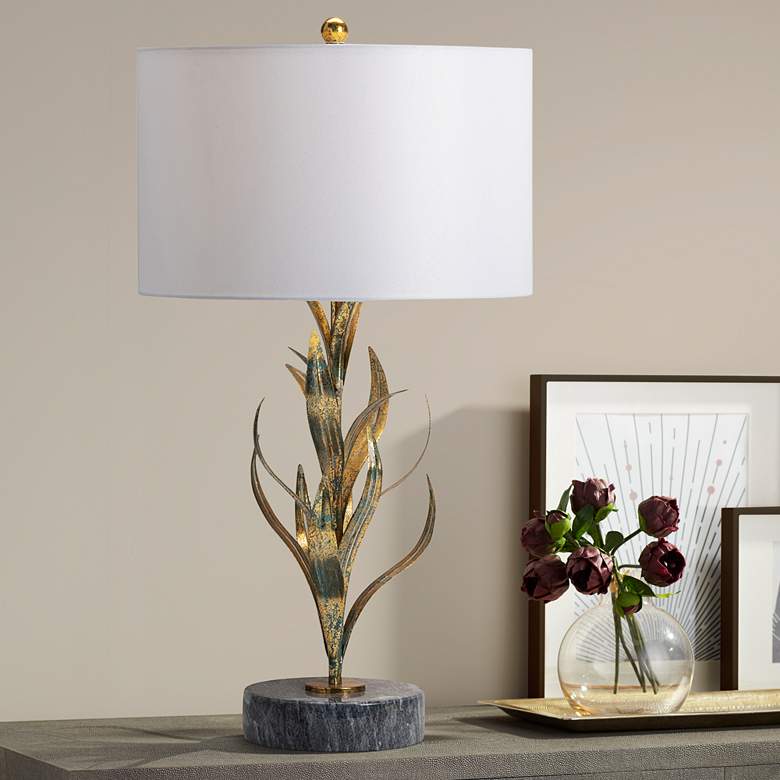 Image 1 Crestview Collection Kendrick 32 3/4 inch Free Form Leaves Gold Table Lamp