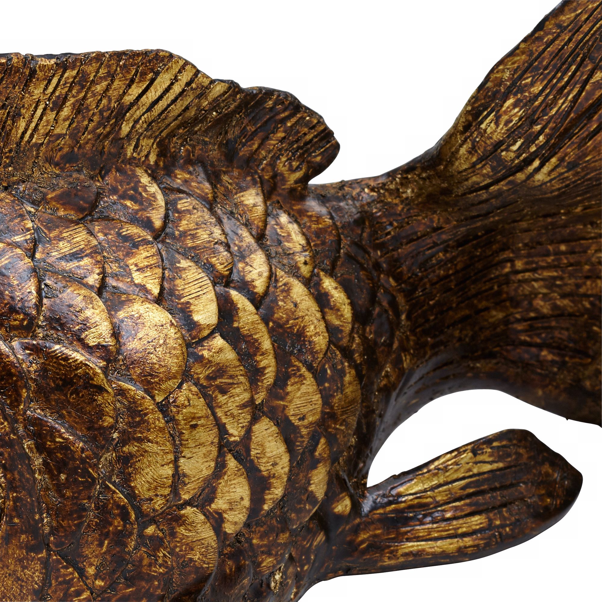 Crestview Collection Koi Fish 12" Wide Antique Gold Statues Set of 3