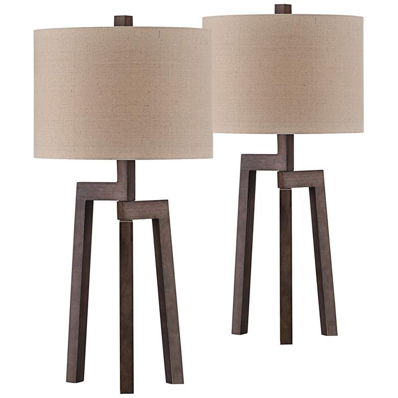 Image 1 Crestview Collection Landry Wood Tripod Table Lamps Set of 2