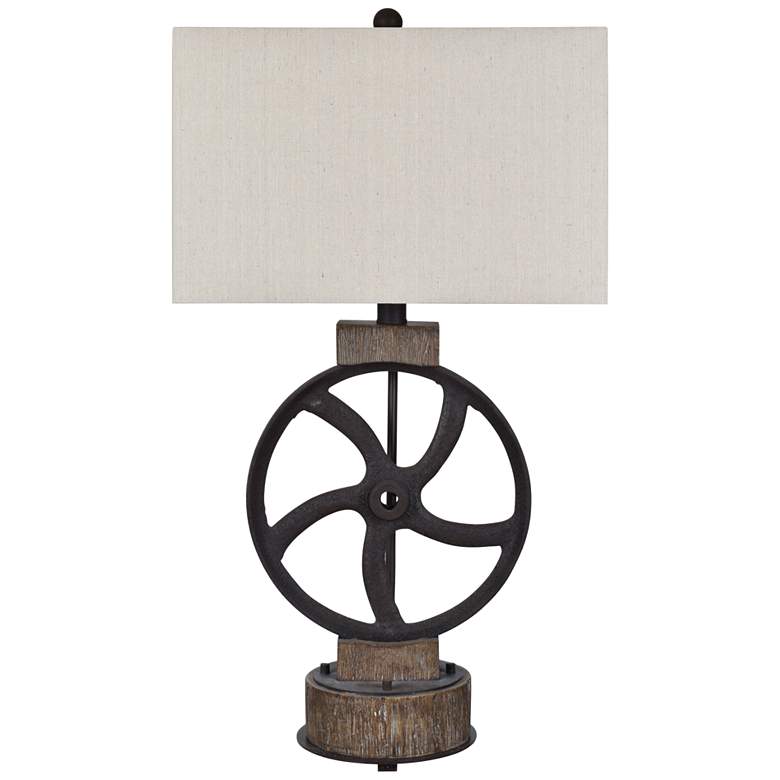 Image 1 Crestview Collection Mercantile Rust Iron Wheel Table Lamp