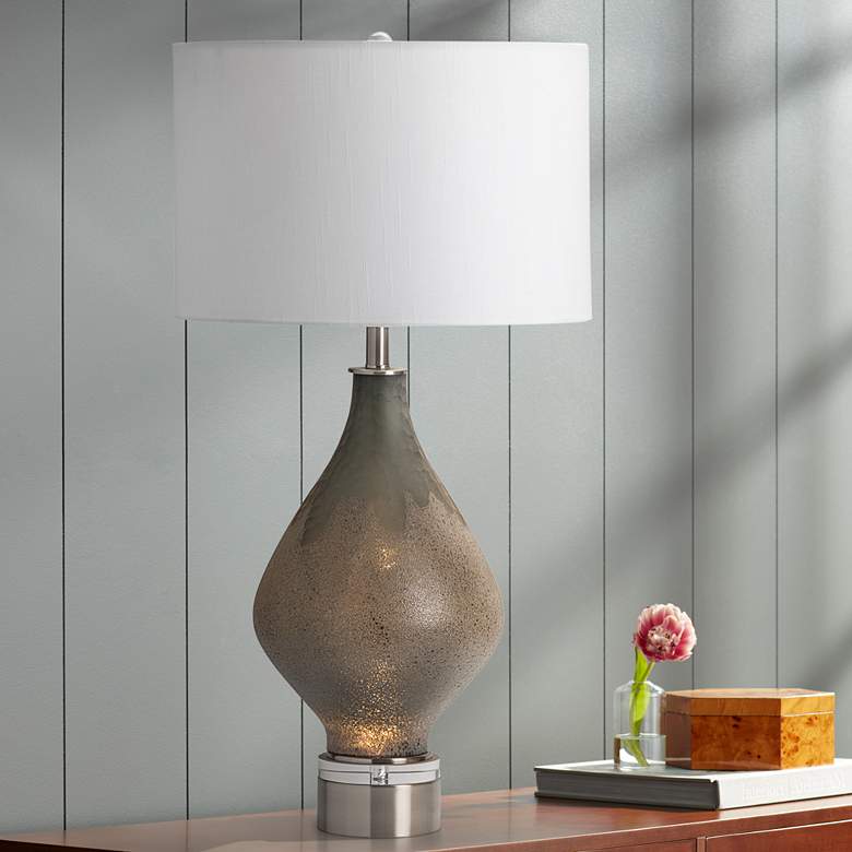 Image 1 Crestview Collection Moody Gray Glass Table Lamp