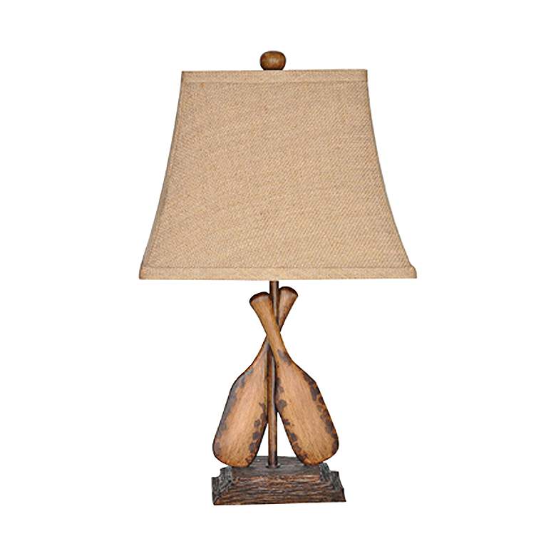 Image 1 Crestview Collection Oar Aged Wood and Burlap Table Lamp