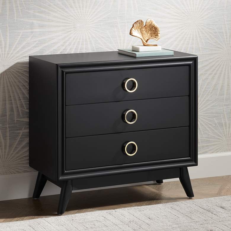 Image 1 Crestview Collection Oslo 32"W Black 3-Drawer Accent Chest
