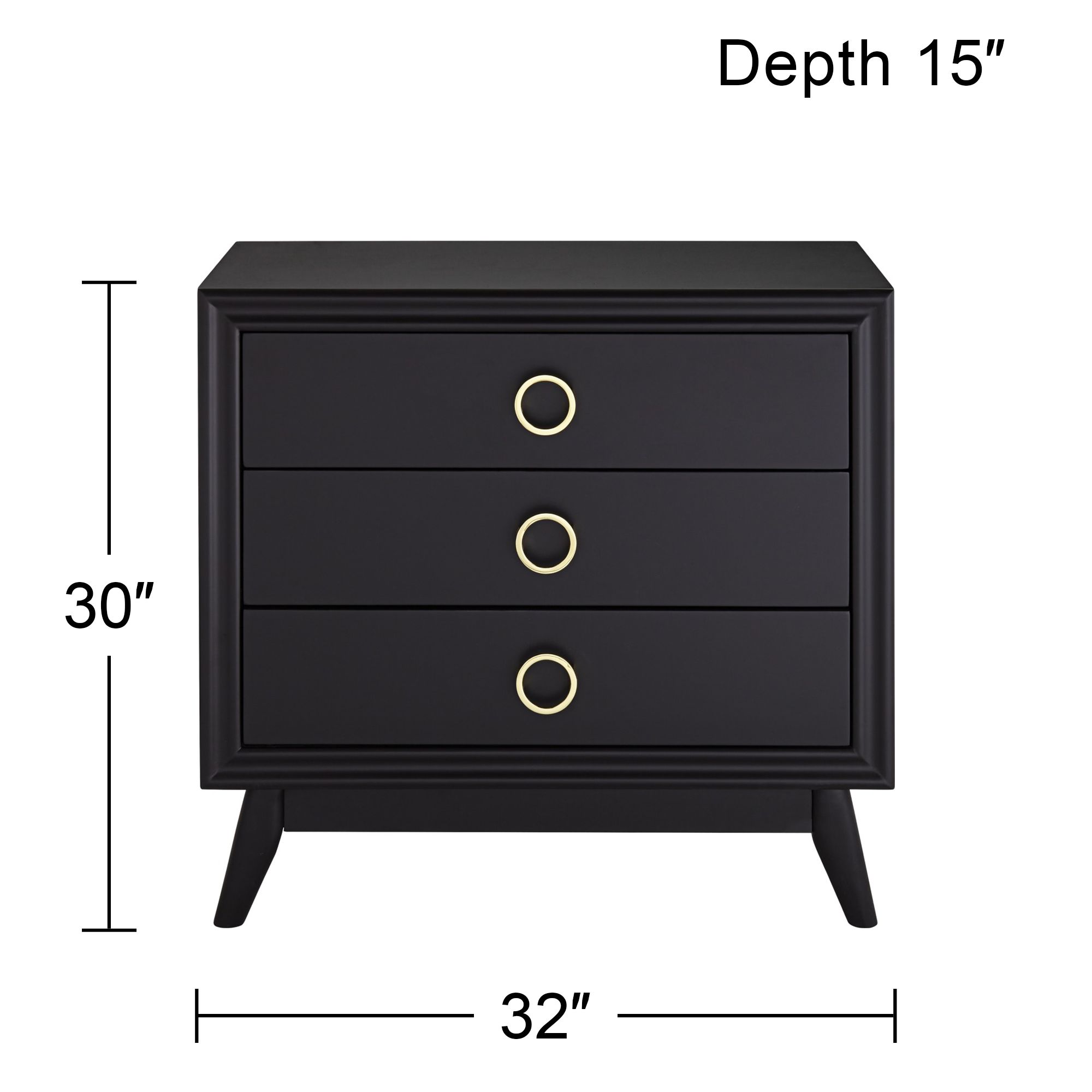 Crestview Collection Oslo 32"W Black 3-Drawer Accent Chest