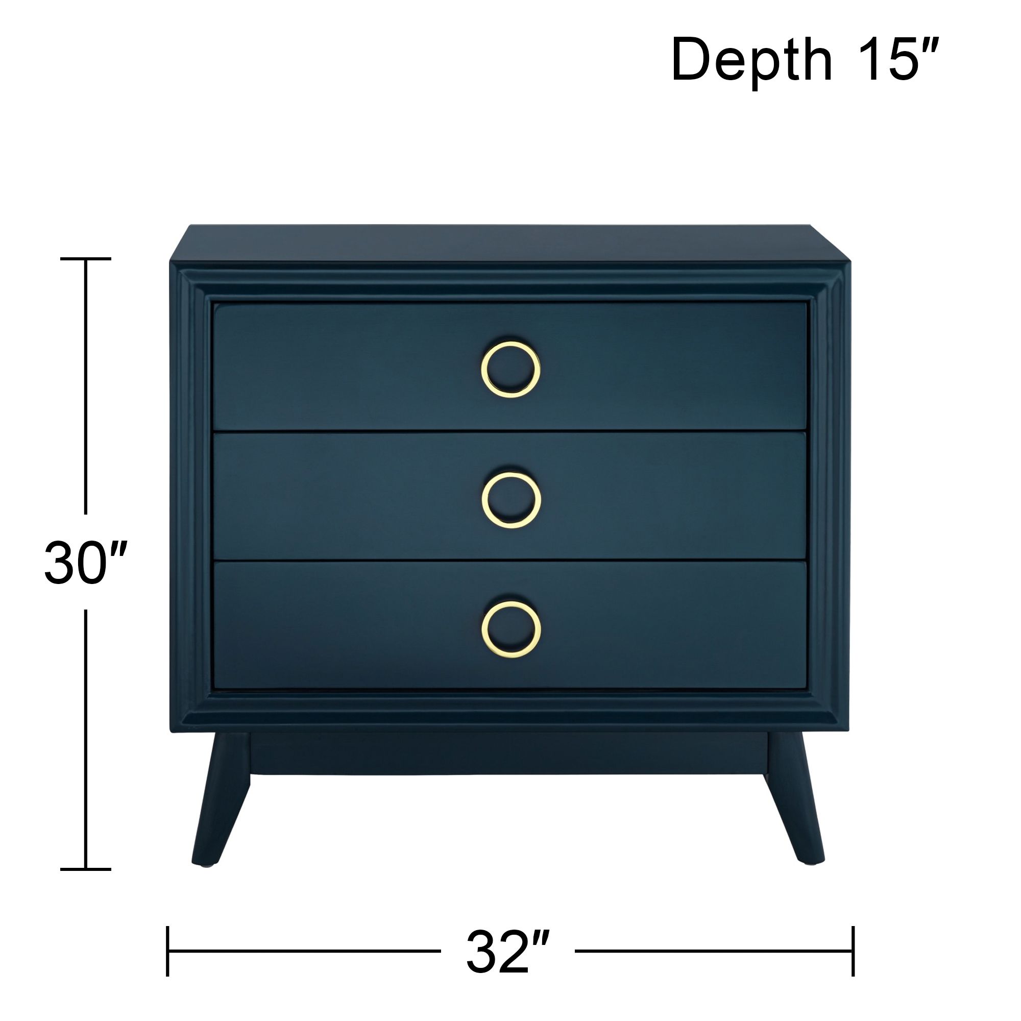 Crestview Collection Oslo 32"W Blue 3-Drawer Accent Chests Set of 2