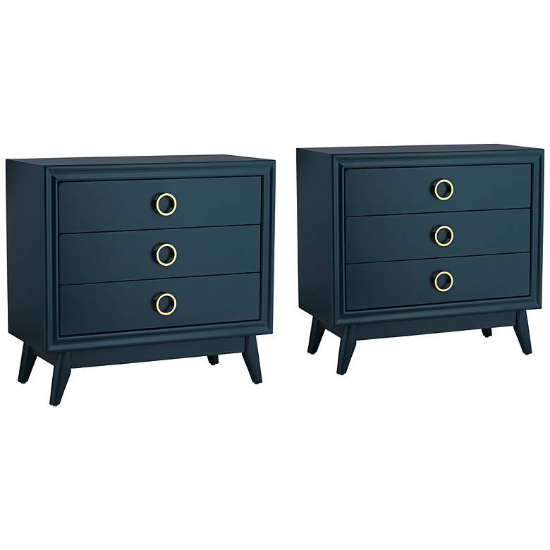 Image 1 Crestview Collection Oslo 32"W Blue 3-Drawer Accent Chests Set of 2
