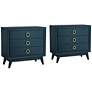 1_Crestview Collection Oslo 32"W Blue 3-Drawer Accent Chests Set of 2